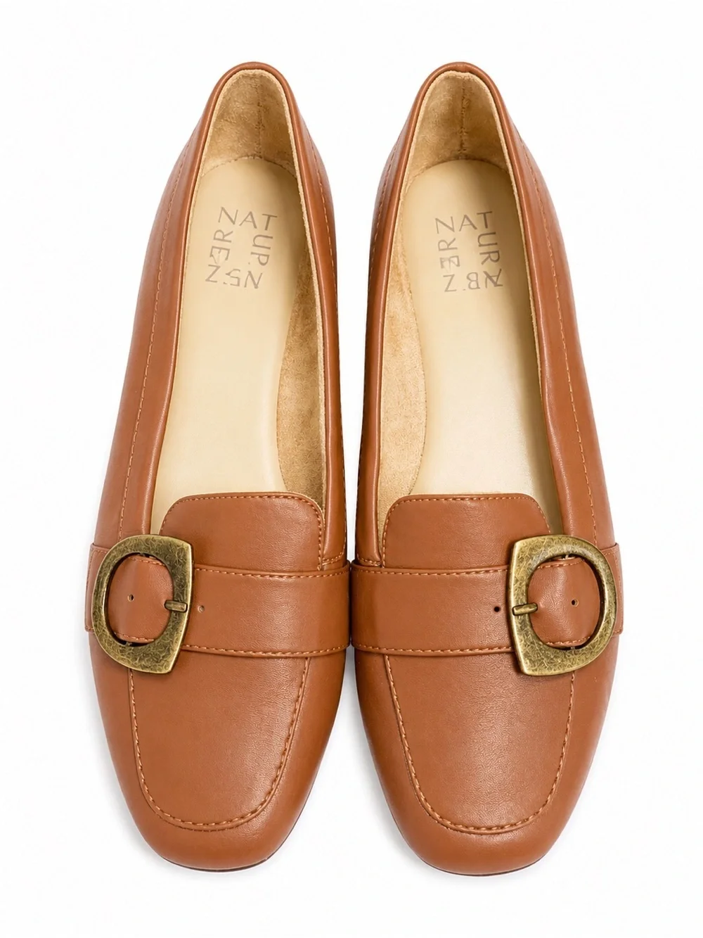Naturalizer Women’s Cognac Buckle Loafers Comfort Flats. Size: US 7.5